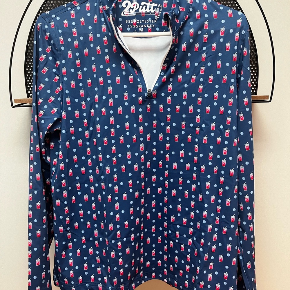 2Putt Navy Transfusion Quarter-Zip Pullover with Red and White Pattern